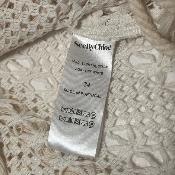 NWOT RARE See by Chloe Crochet Pullover Sweater in Cream/White Size 34 - Picture 8 of 17